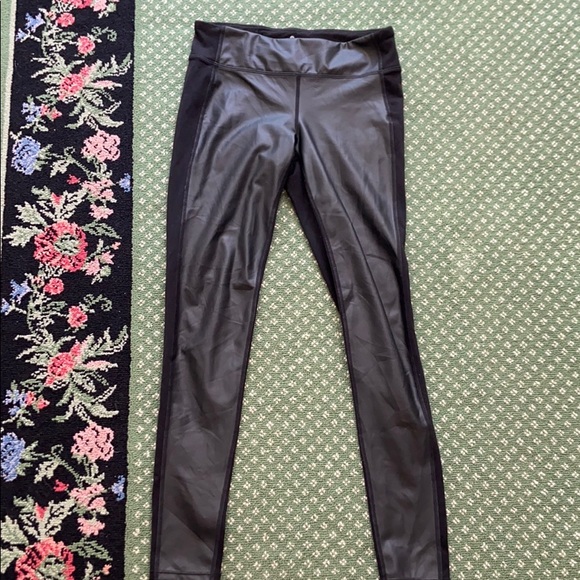 Athleta Pants - Black Athleta faux Leather Panel Leggings